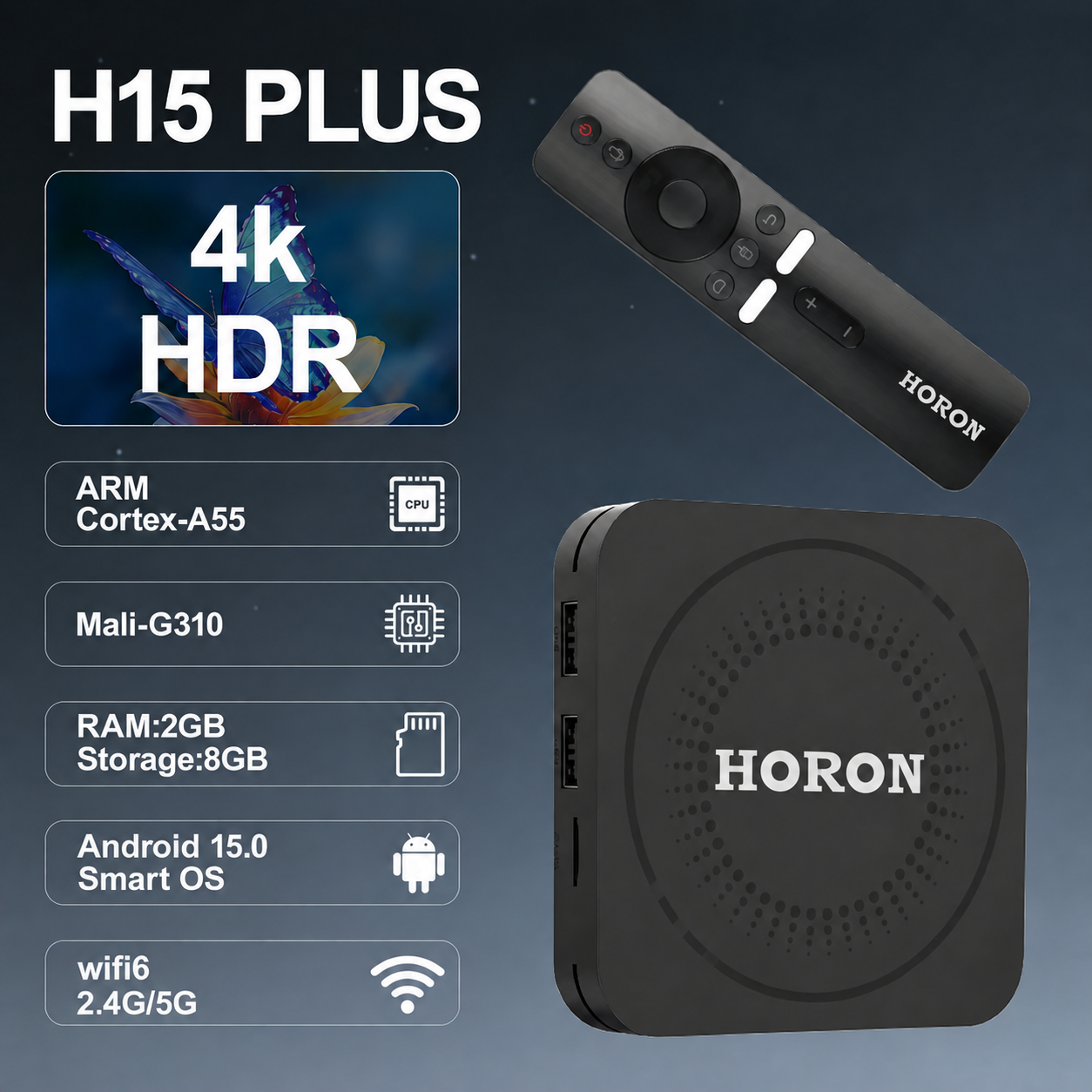 HORON H15 Plus 4K Android TV box product showcase